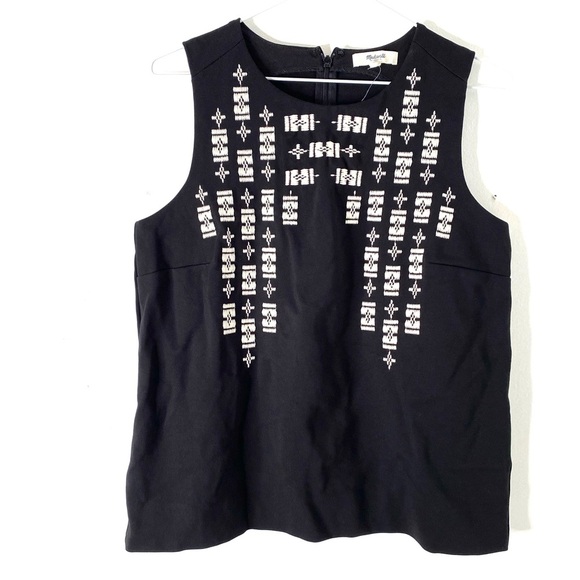 NWOT Madewell Womens Aztec Bohemian Black Embroidered Tank Top Size Small - Picture 2 of 8